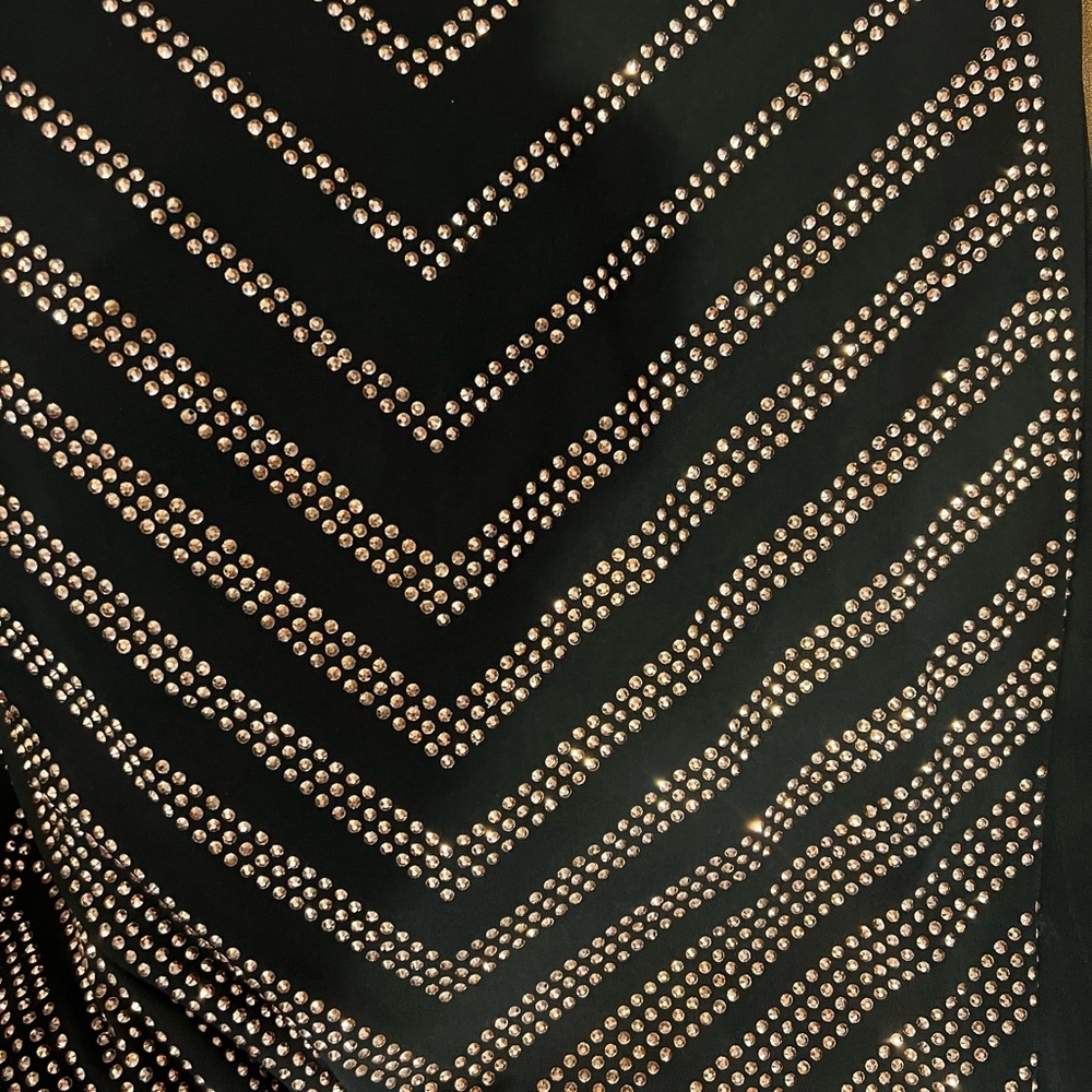 Carmen Marc Valvo Black and Rose Gold Studded Bodycon Dress - XL - Picture 7 of 7
